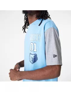Memphis Grizzlies NBA Cut Sew Pastel Blue Oversized T-Shirt 2