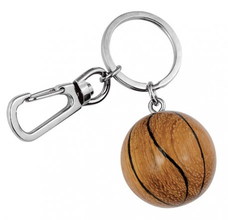 Wooden basketball keychain